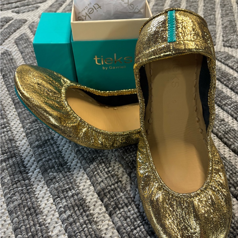 Tieks Women’s Theía Metallic Gold Ballet Flats 💛 *RARE*